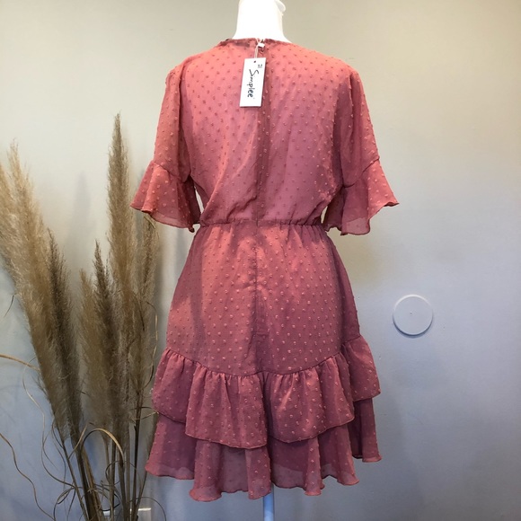 SIMPLEE | Retro Dusty Rose Mini Dress - Picture 3 of 6